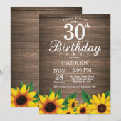 Rustieke Zonnebloem 30e Verjaardag Uitnodiging (Voorkant / Achterkant)