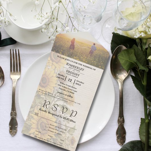 Rustieke Zonnebloem Achtergrond E-mail Website Fot All In One Uitnodiging