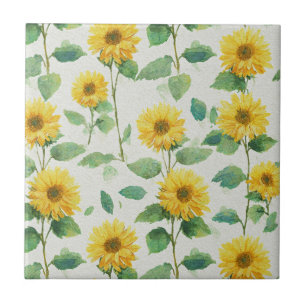 Rustieke zonnebloem aquarel bloem boerderijstijl tegeltje