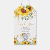 Rustieke zonnebloem Baby olifant wild een verjaard Cadeaulabel (Voorkant)