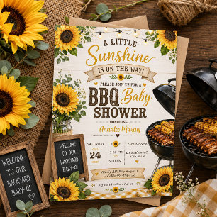 Rustieke Zonnebloem Baby Shower BBQ Kaart