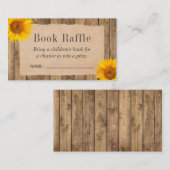 Rustieke Zonnebloem Baby shower Boek Raffle Ticket Informatiekaartje (Voorkant / Achterkant)