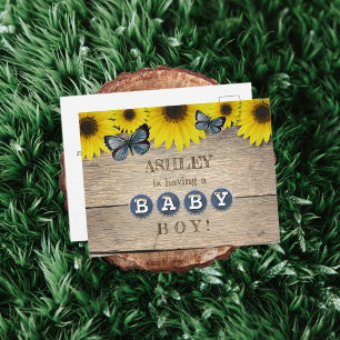 Rustieke Zonnebloem Baby shower Invitation Jonge Briefkaart