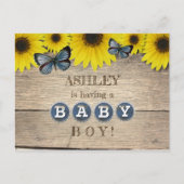 Rustieke Zonnebloem Baby shower Invitation | Jonge Briefkaart (Voorkant)
