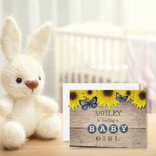 Rustieke Zonnebloem Baby shower Invitation Meisj Briefkaart