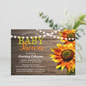 Rustieke Zonnebloem Baby Shower Kaart (Staand voorkant)