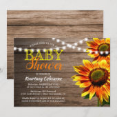 Rustieke Zonnebloem Baby Shower Kaart (Voorkant / Achterkant)