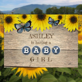 Rustieke Zonnebloem Baby Shower | Meisje Kaart