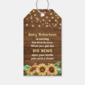 Rustieke Zonnebloem Baby shower Mini Flessengunst Cadeaulabel (Voorkant)
