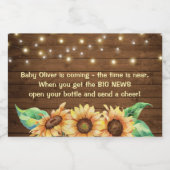 Rustieke Zonnebloem Baby shower Strooi Mini Wijn Sparkling Wijnetiket (Enkel label)