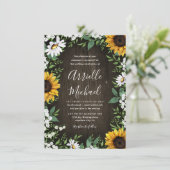 Rustieke Zonnebloem Baby's Breath Huwelijksuitnodi Kaart (Staand voorkant)