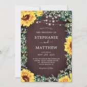 Rustieke Zonnebloem Baby's Breath Lights Bruiloft Kaart (Voorkant)