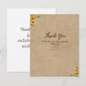 Rustieke Zonnebloem Bedankkaart (Voorkant / Achterkant)