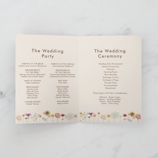Rustieke Zonnebloem Beige Boog Bruiloft Gevouwen Programma (Binnen)