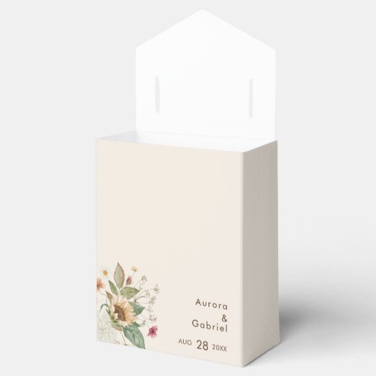 Rustieke Zonnebloem Beige Bruiloft Dank u Bedankdoosjes (Geopend)