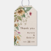 Rustieke Zonnebloem Beige Bruiloft Dank u Cadeaulabel (Voorkant)