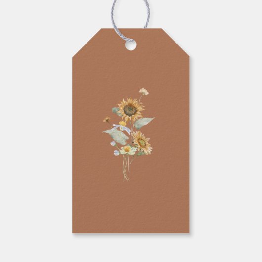 Rustieke Zonnebloem Beige Bruiloft Dank u Cadeaulabel (Achterkant)