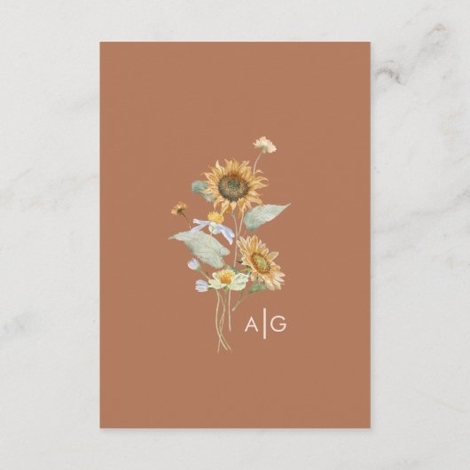 Rustieke Zonnebloem Beige Bruiloft Details Informatiekaartje (Achterkant)