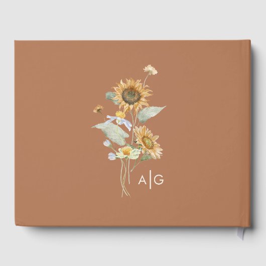 Rustieke Zonnebloem Beige Bruiloft Gastenboek (Achterkant)