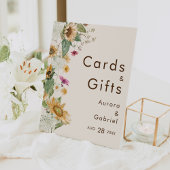 Rustieke Zonnebloem Beige Bruiloft Kaarten en Gesc Reclamebord Met Voetstuk