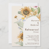 Rustieke Zonnebloem Beige Bruiloft repetitie diner Kaart (Voorkant)