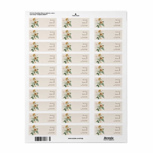 Rustieke Zonnebloem Beige Bruiloft Retouradres Etiket (Full Sheet)