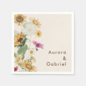 Rustieke Zonnebloem Beige Bruiloft Servet (Voorkant)