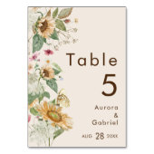 Rustieke Zonnebloem Beige Bruiloft Tafel Nummer Ka Kaart (Voorkant)