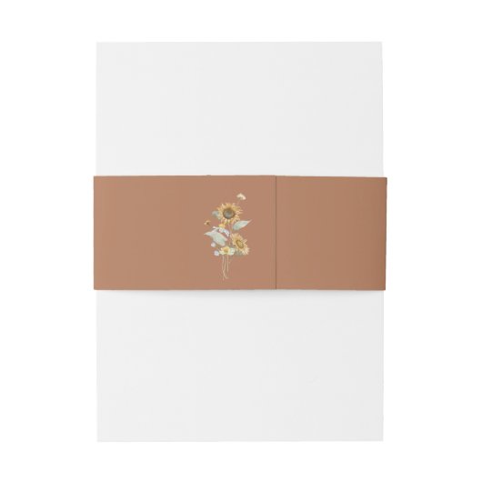 Rustieke Zonnebloem Beige Bruiloft Uitnodigingen Wikkel (Achterkant Voorbeeld)