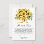 Rustieke zonnebloem Betaalbare bruiloft Bedankkaart (Voorkant)