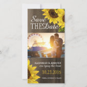 Rustieke Zonnebloem Bewaar de Datum Foto Kaarten (Voorkant)