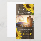 Rustieke Zonnebloem Bewaar de Datum Foto Kaarten (Voorkant / Achterkant)