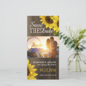 Rustieke Zonnebloem Bewaar de Datum Foto Kaarten (Staand voorkant)
