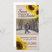 Rustieke Zonnebloem Bewaar de Datum Foto Kaarten (Voorkant / Achterkant)