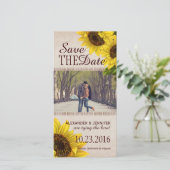 Rustieke Zonnebloem Bewaar de Datum Foto Kaarten (Staand voorkant)