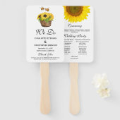 Rustieke Zonnebloem & Bijen Trouwprogramma Hand Fa Handwaaier (Voorkant en achterkant)