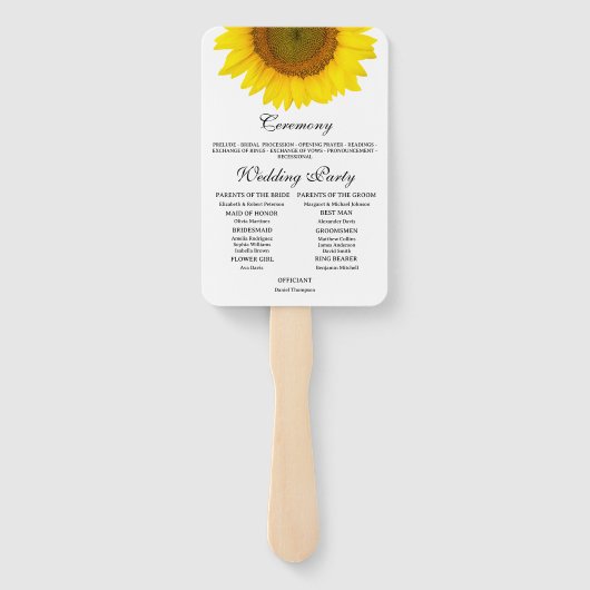 Rustieke Zonnebloem & Bijen Trouwprogramma Hand Fa Handwaaier (Achterkant)