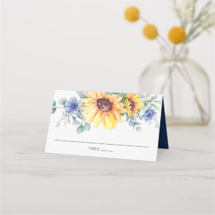 Rustieke Zonnebloem Blauw Bloemen Huwelijk Naam Ga Plaatskaartje