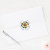 Rustieke Zonnebloem Blauwe Bloemen Lichten Bruilof Ronde Sticker (Envelop)