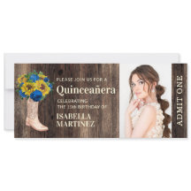 Rustieke zonnebloem blauwe roos laars Quinceañera 