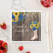 Rustieke zonnebloem blauwe rozen laarzen Sweet 16 Servet (Insitu)