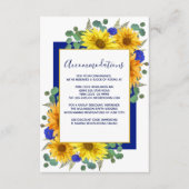 Rustieke Zonnebloem Blauwe Rozen Trouwaccommodatie Informatiekaartje (Voorkant)