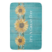 Rustieke Zonnebloem Blauwgroen Blauwe Schuur Houte Badmat (Voorkant Verticaal)