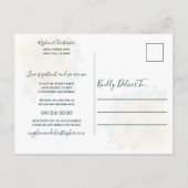 Rustieke Zonnebloem Blauwgroen Roos Bruiloft Veran Aankondigingskaart (Achterkant)