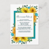 Rustieke Zonnebloem Blauwgroen Rozen Trouwaccommod Informatiekaartje (Voorkant)