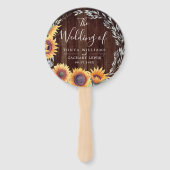 Rustieke zonnebloem bloei | Trouwprogramma Handwaaier (Voorkant)