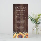 Rustieke zonnebloem bloei | Trouwprogramma Programmakaart (Staand voorkant)