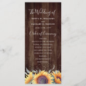 Rustieke zonnebloem bloei | Trouwprogramma Programmakaart (Voorkant)