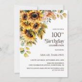 Rustieke Zonnebloem Bloemen 100ste Verjaardagsfees Kaart (Voorkant)