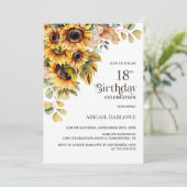 Rustieke Zonnebloem Bloemen 18e Verjaardagsfeest Kaart (Staand voorkant)